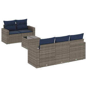 Set Divani da Giardino 6 pz con Cuscini Grigio in Polyrattan 3251038