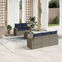 Set Divani da Giardino 6 pz con Cuscini Grigio in Polyrattan 3251038