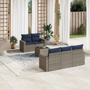 Set Divani da Giardino 6 pz con Cuscini Grigio in Polyrattan 3251038