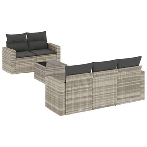 Set Divano da Giardino 6pz con Cuscini Grigio Chiaro Polyrattan 3251039