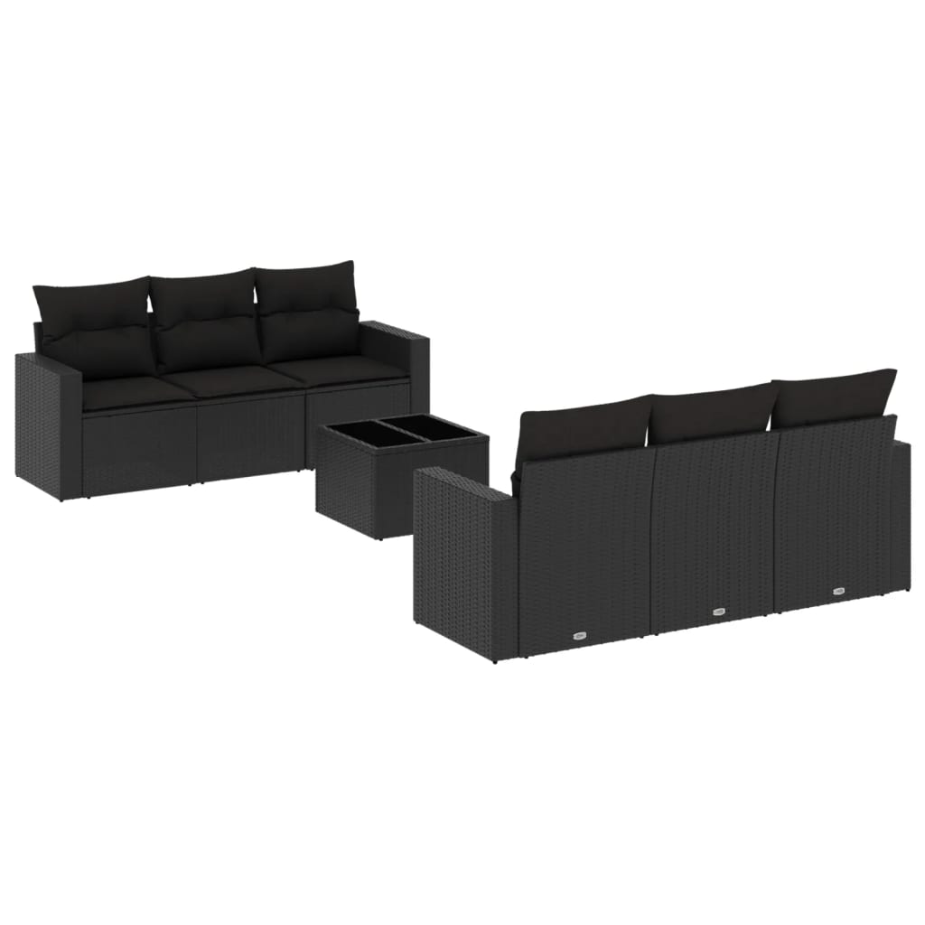 Set Divani da Giardino con Cuscini 7pz Nero Polyrattancod mxl 110999