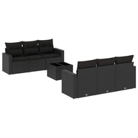 Set Divani da Giardino con Cuscini 7pz Nero Polyrattancod mxl 110999