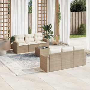 Set Divani da Giardino 7 pz con Cuscini Beige in Polyrattan 3251045
