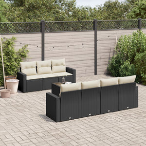 Set Divani da Giardino con Cuscini 8 pz Nero in Polyrattancod mxl 112110
