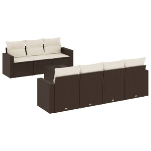 Set Divani da Giardino 8 pz con Cuscini Marrone in Polyrattan 3251070