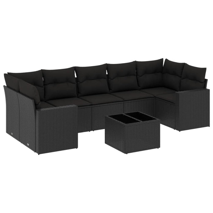 Set Divani da Giardino con Cuscini 8 pz Nero in Polyrattan 3251072