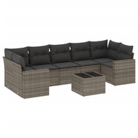 Set Divano da Giardino 8 pz con Cuscini Grigio in Polyrattan 3251077
