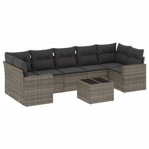 Set Divano da Giardino 8 pz con Cuscini Grigio in Polyrattan 3251077