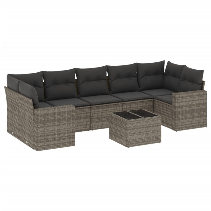 Set Divano da Giardino 8 pz con Cuscini Grigio in Polyrattan 3251077