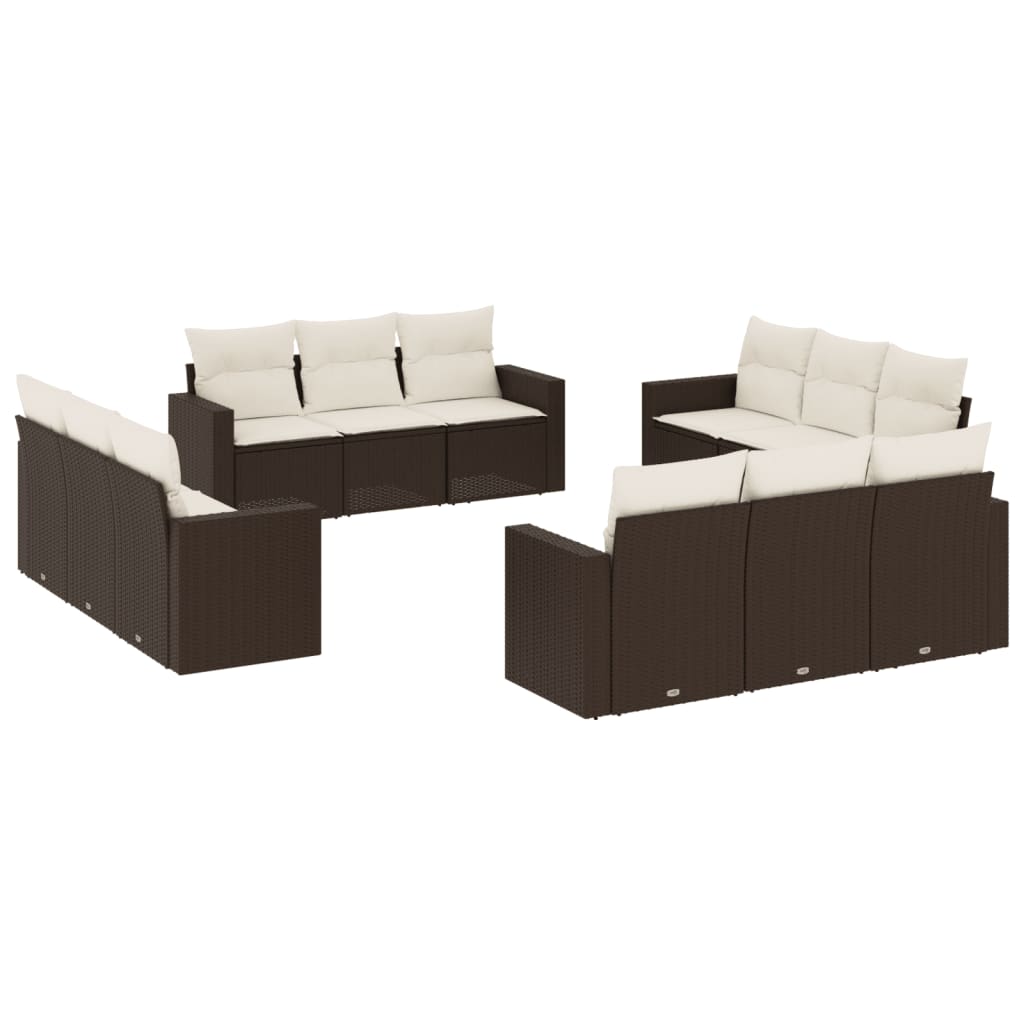Set Divani da Giardino 12 pz con Cuscini Marrone in Polyrattan 3251110