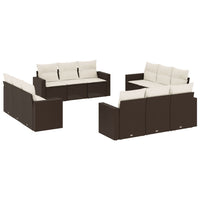 Set Divani da Giardino 12 pz con Cuscini Marrone in Polyrattan 3251110