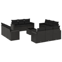 Set Divani da Giardino 13pz con Cuscini Nero in Polyrattan 3251112