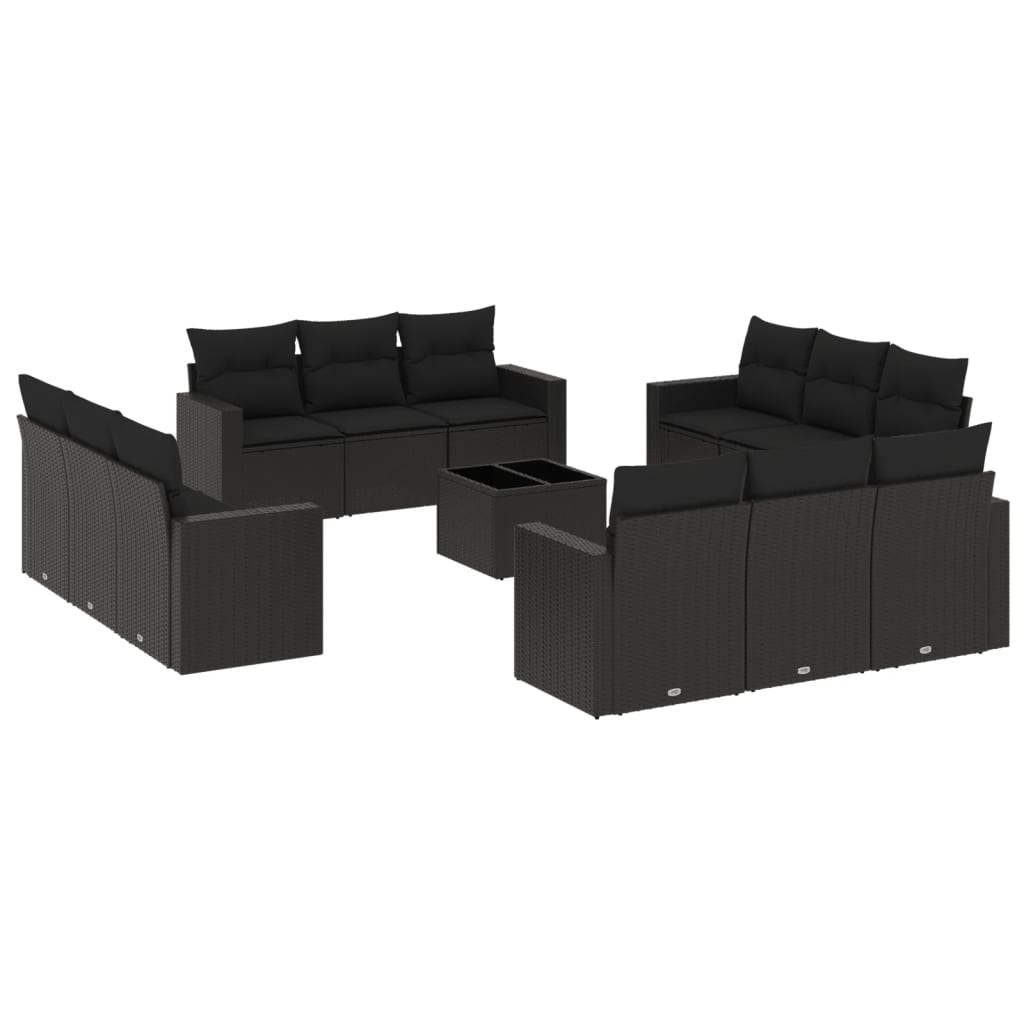 Set Divani da Giardino 13pz con Cuscini Nero in Polyrattancod mxl 87188