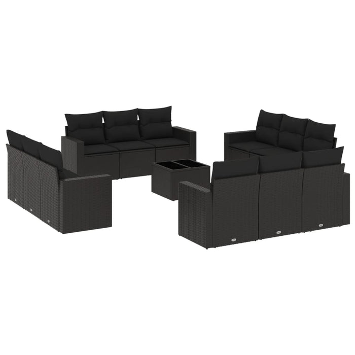 Set Divani da Giardino 13pz con Cuscini Nero in Polyrattancod mxl 87188