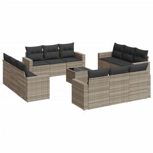 Set Divani Giardino 13 pz con Cuscini Grigio Chiaro Polyrattan 3251119