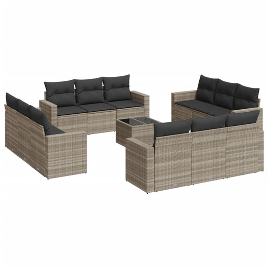 Set Divani Giardino 13 pz con Cuscini Grigio Chiaro Polyrattan 3251119