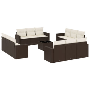 Set Divani da Giardino 13 pz con Cuscini Marrone in Polyrattan 3251120