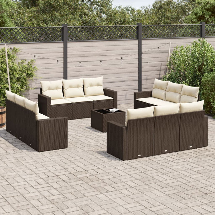 Set Divani da Giardino 13 pz con Cuscini Marrone in Polyrattan 3251120