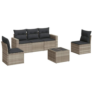 Set Divano da Giardino 6pz con Cuscini Grigio Chiaro Polyrattan 3251139