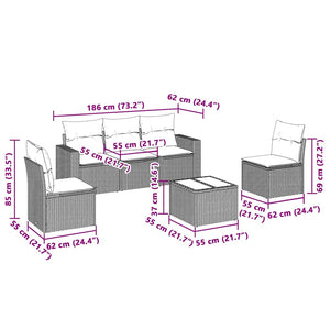 Set Divano da Giardino 6pz con Cuscini Grigio Chiaro Polyrattan 3251139