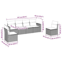 vidaXL Set Divano da Giardino 6 pz con Cuscini Nero in Polyrattan