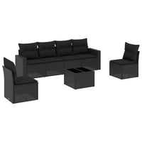 Set Divani da Giardino con Cuscini 7pz Nero Polyrattan 3251152