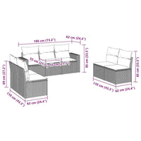 Set Divani da Giardino con Cuscini 7pz Nero Polyrattan