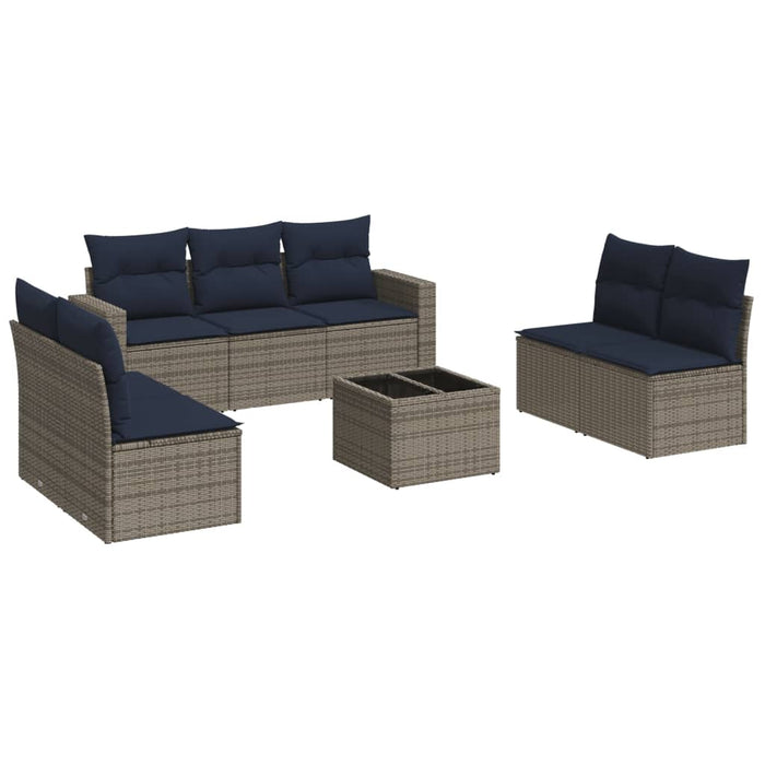 Set Divani da Giardino 8 pz con Cuscini Grigio in Polyrattan 3251178