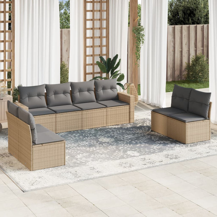 Set Divano da Giardino 8 pz con Cuscini Beige in Polyrattancod mxl 86981