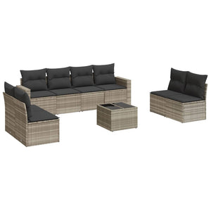 Set Divano da Giardino 9pz con Cuscini Grigio Chiaro Polyrattan 3251199