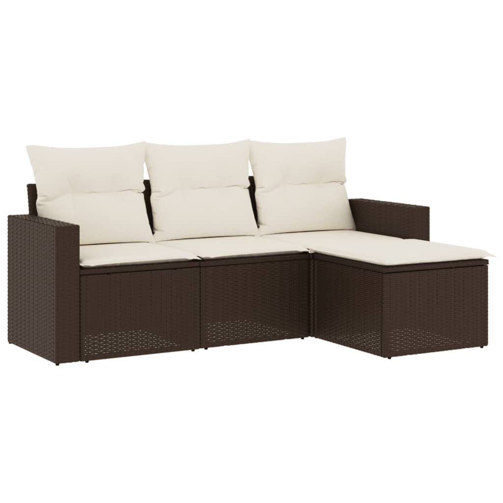 Set Divano da Giardino 4 pz con Cuscini Marrone in Polyrattan 3251210