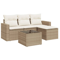 Set Divano da Giardino 5 pz con Cuscini Beige in Polyrattancod mxl 110977