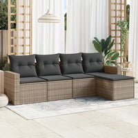 Set Divano da Giardino 5 pz con Cuscini-Sofa da Giardino-Divanetto da esterno Grigio in Polyrattan 593482