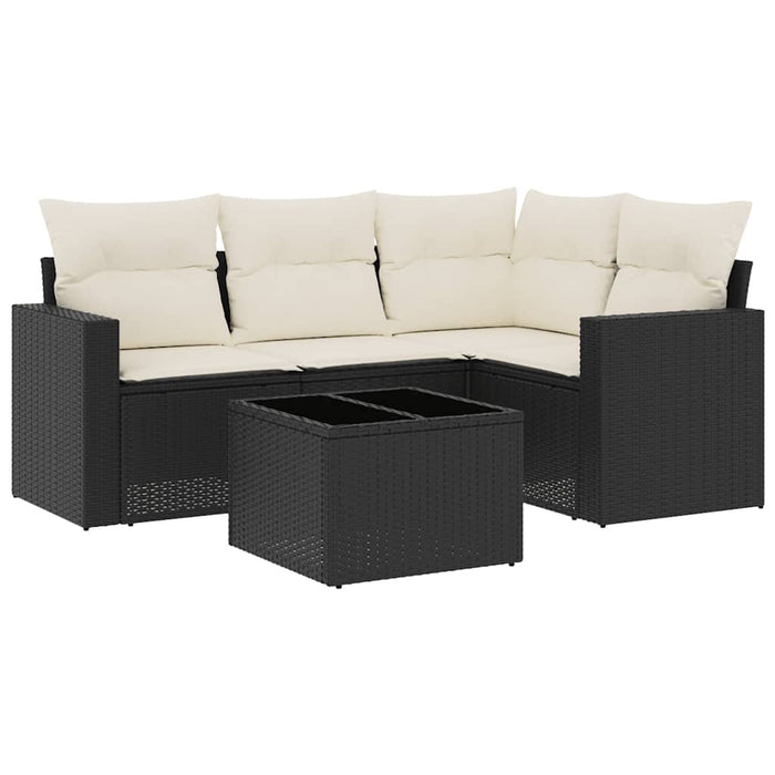 vidaXL Set Divani da Giardino 5 pz con Cuscini in Polyrattan Nero