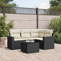 vidaXL Set Divani da Giardino 5 pz con Cuscini in Polyrattan Nero