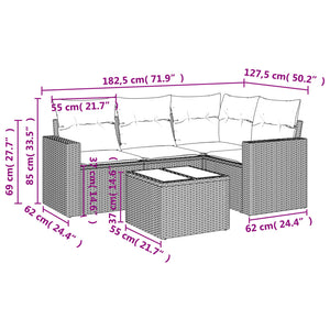 Set Divano da Giardino 5 pz con Cuscini Beige in Polyrattan 3251255