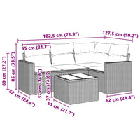 Set Divano da Giardino 5pz con Cuscini Grigio Chiaro Polyrattan 3251259