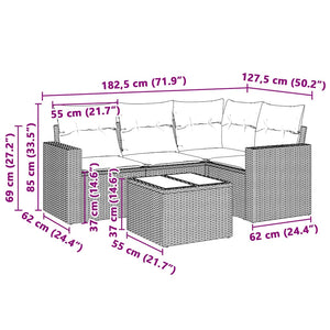 Set Divano da Giardino 5pz con Cuscini Grigio Chiaro Polyrattan 3251259