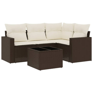 Set Divano da Giardino 5 pz con Cuscini Marrone in Polyrattan 3251260