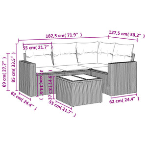 Set Divano da Giardino 5 pz con Cuscini Marrone in Polyrattan 3251260