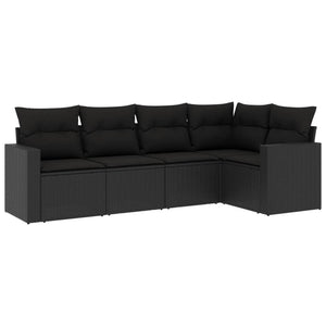 Set Divani da Giardino 5 pz con Cuscini in Polyrattan Nero 3251262