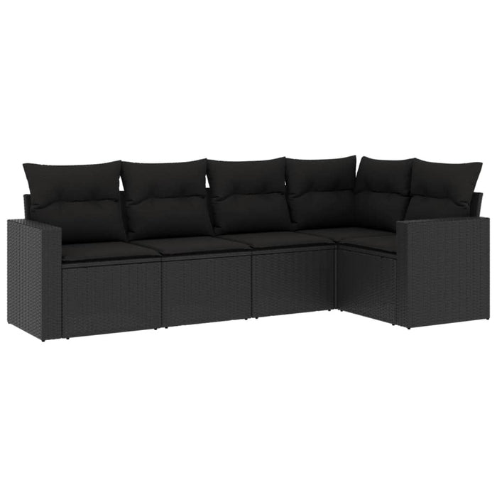 Set Divani da Giardino 5 pz con Cuscini in Polyrattan Nero 3251262