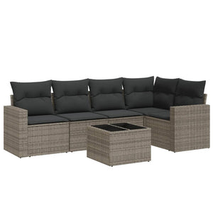Set Divano da Giardino 6 pz con Cuscini Grigio in Polyrattan 3251277