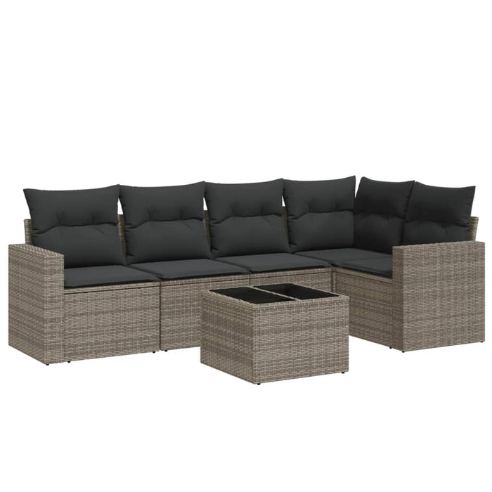 Set Divano da Giardino 6 pz con Cuscini Grigio in Polyrattan 3251277