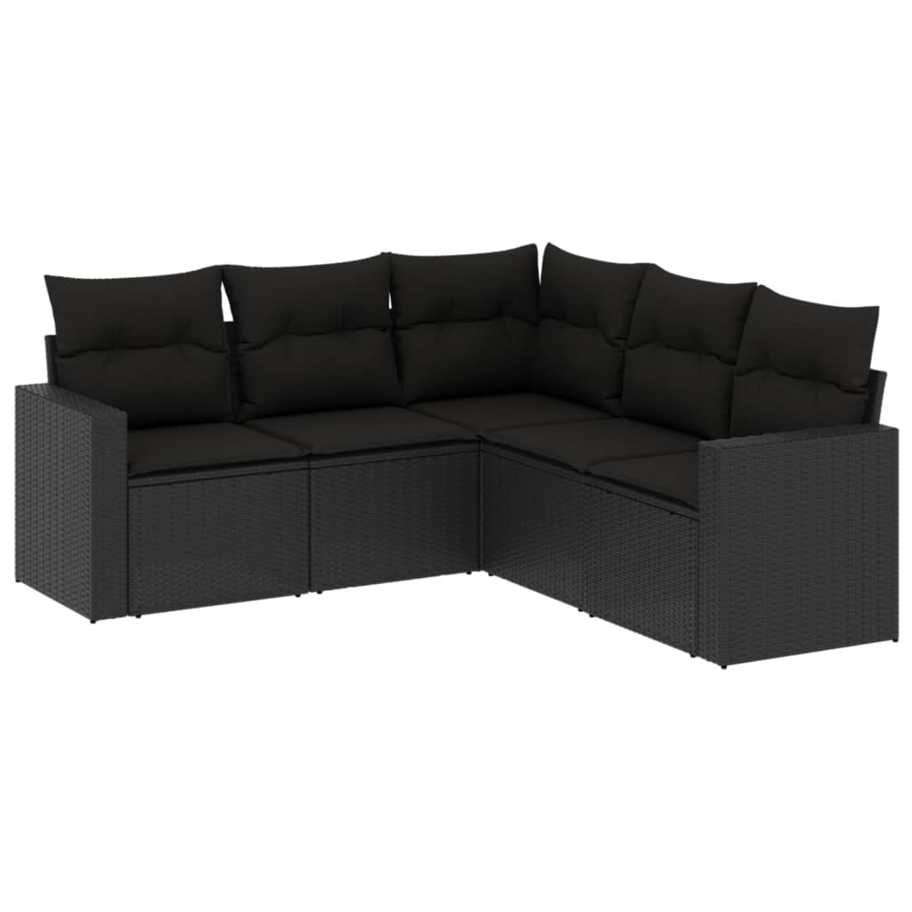 Set Divani da Giardino 5 pz con Cuscini in Polyrattan Nero 3251282