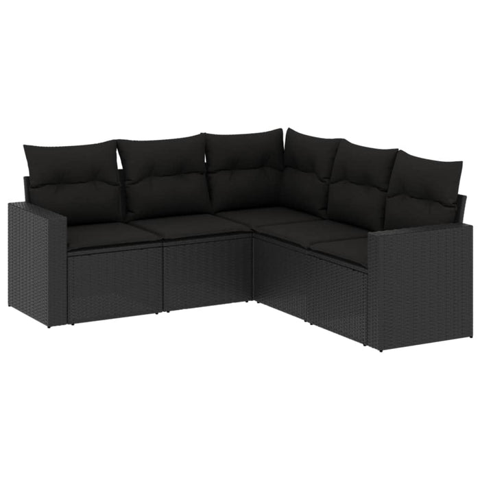 Set Divani da Giardino 5 pz con Cuscini in Polyrattan Nero 3251282