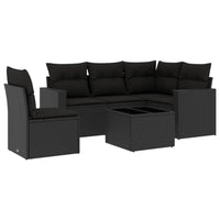Set Divano da Giardino 6 pz con Cuscini Nero in Polyrattancod mxl 110956