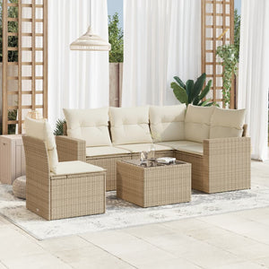 Set Divano da Giardino 6 pz con Cuscini Beige in Polyrattan 3251315