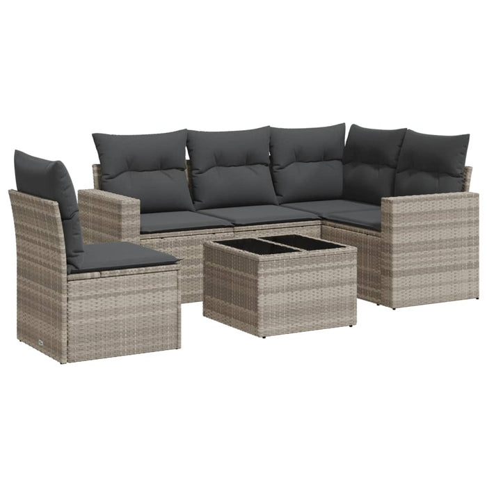 Set Divano da Giardino 6pz con Cuscini Grigio Chiaro Polyrattan 3251319