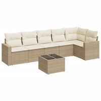 Set Divani da Giardino 7 pz con Cuscini Beige in Polyrattan 3251335